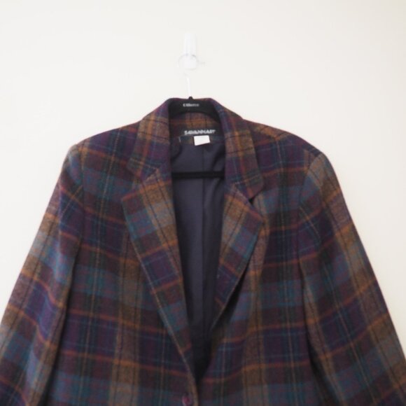 Vintage Savannah Wool Tartan Plaid Blazer Jacket sz 16 - Picture 2 of 7
